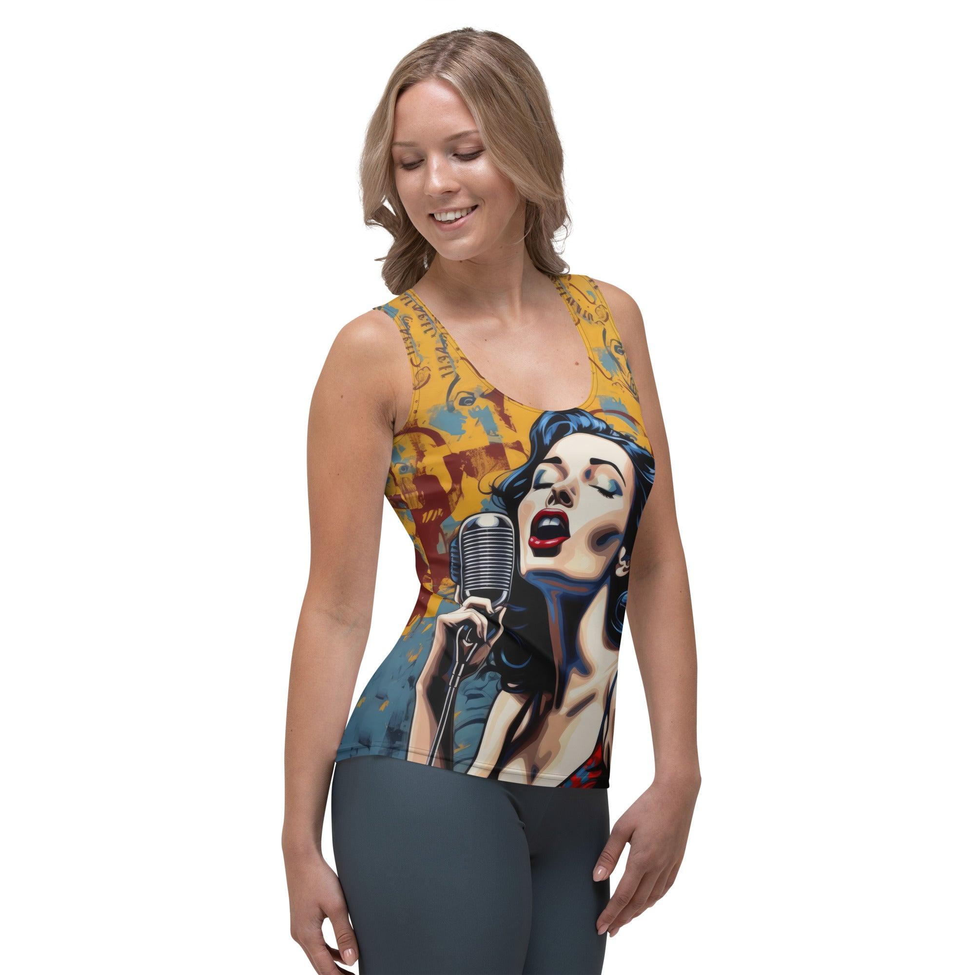 Music-themed Sleeveless Top