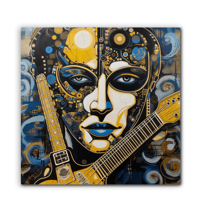 Music-inspired beauty on wrapped canvas.