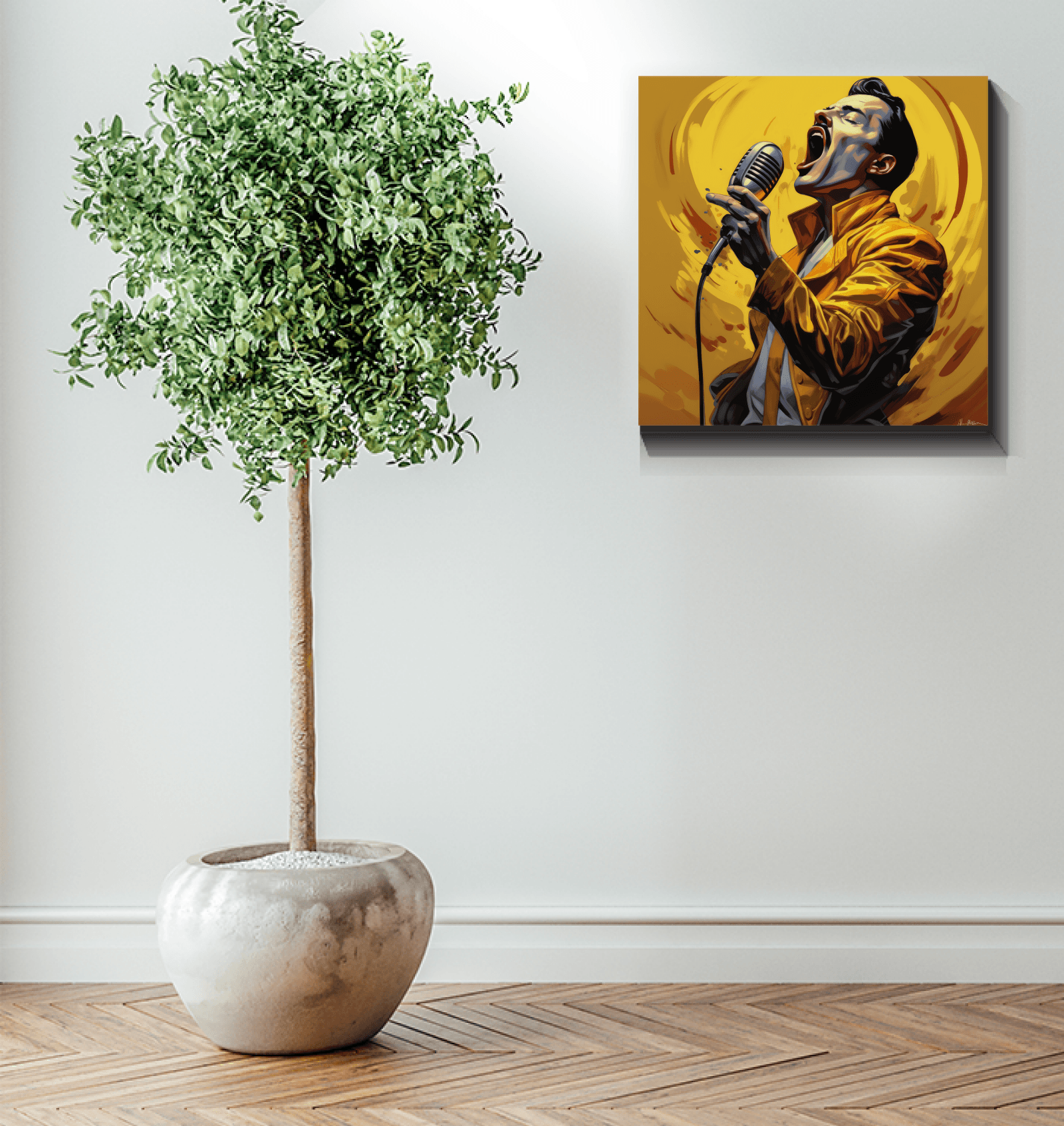 Musicians inspire innovation art piece for living room.