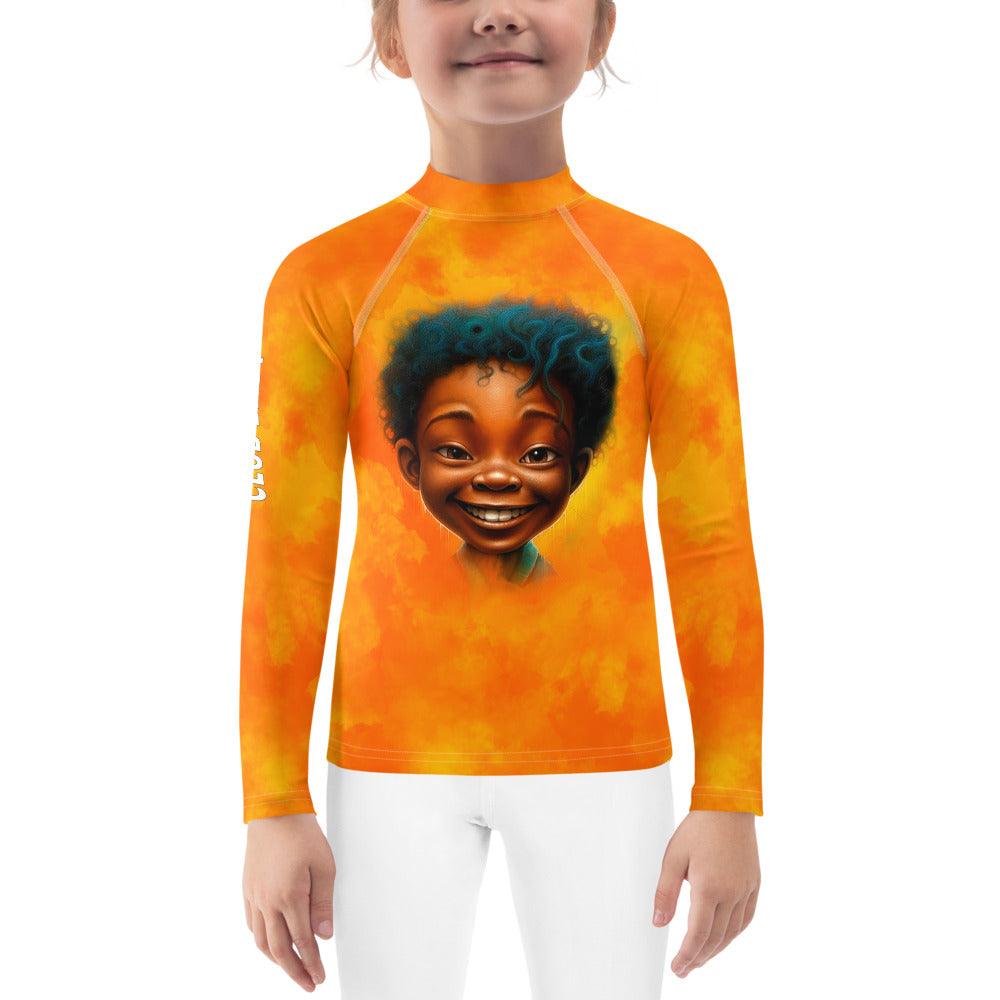 Mystic Charm in Eyes themed kids rash guard front view.