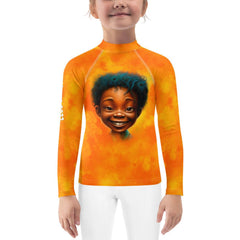 Mystic Charm in Eyes themed kids rash guard front view.