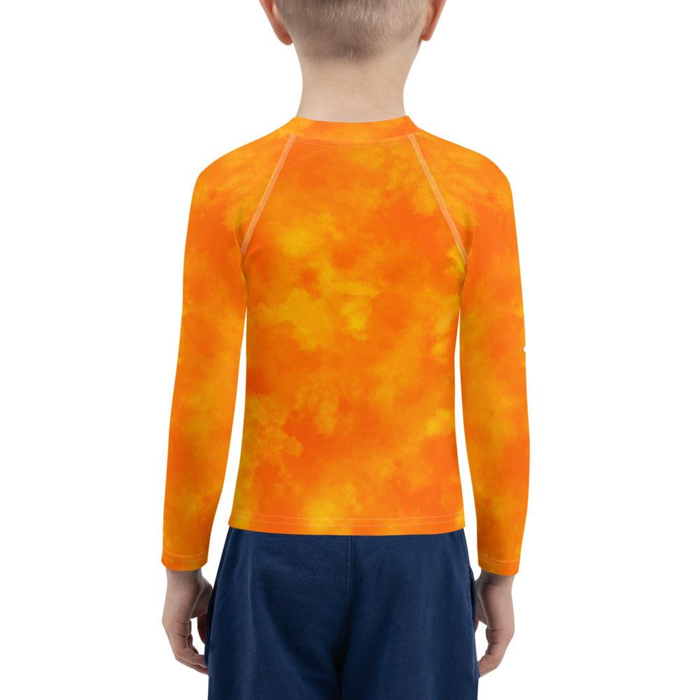 Back view of Mystic Charm kids rash guard with eye pattern.