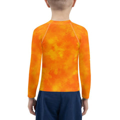 Back view of Mystic Charm kids rash guard with eye pattern.