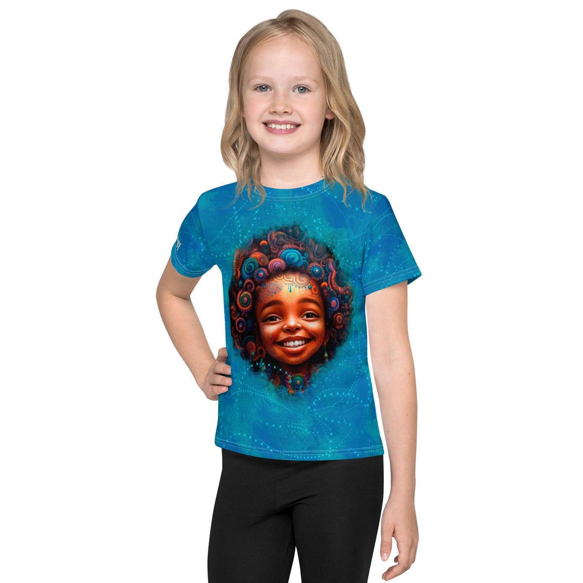 Mystic Pupils Delight vibrant kids crew neck T-shirt on white background.