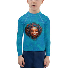 Child wearing Mystic Pupils Delight Rash Guard in pool.