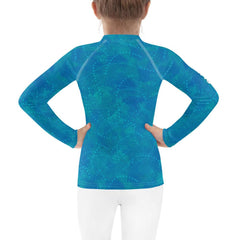 Close-up of Mystic Pupils Delight Kids Rash Guard pattern.