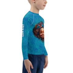 Rash Guard with Mystic Pupils design for kids, front view.
