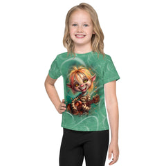 Close-up of Mystical Eyes Design on Kids T-shirt.