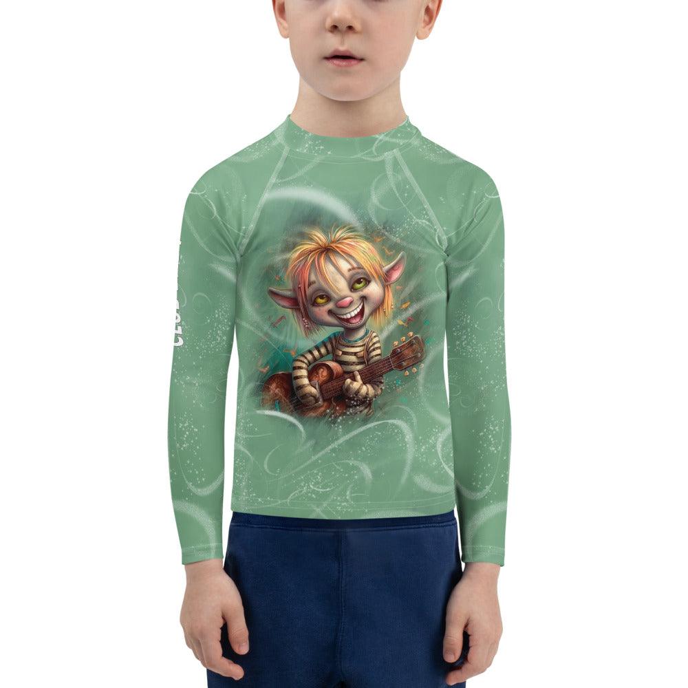 Comfortable and protective Mystical Eyes kids rash guard.
