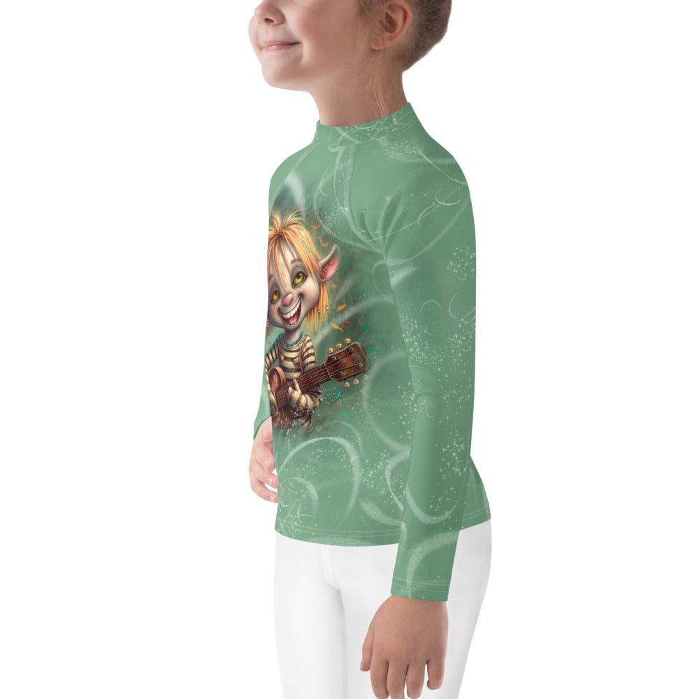 Durable kids' rash guard with Mystical Eyes of Fantasy pattern.