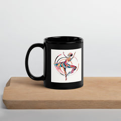 Black glossy mug featuring mystical feminine dance artwork.