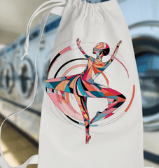 Artistic laundry bag featuring mystical feminine dance form design.