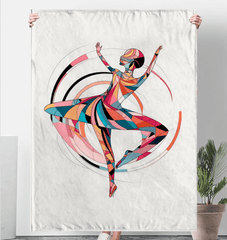 Elegant and warm sherpa blanket featuring mystical feminine dance patterns.