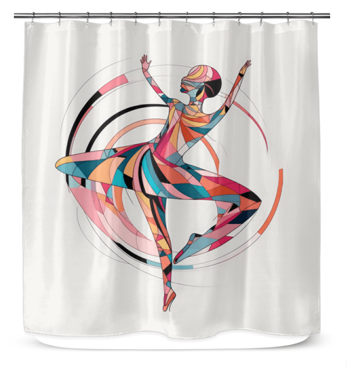 Enchanting bathroom decor with a mystical dance theme on a high-quality shower curtain.