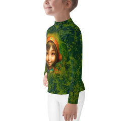 Kid in Mystical Glimmers Rash Guard enjoying pool time.