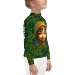 Back view of Mystical Glimmers of Innocence Kids Rash Guard.