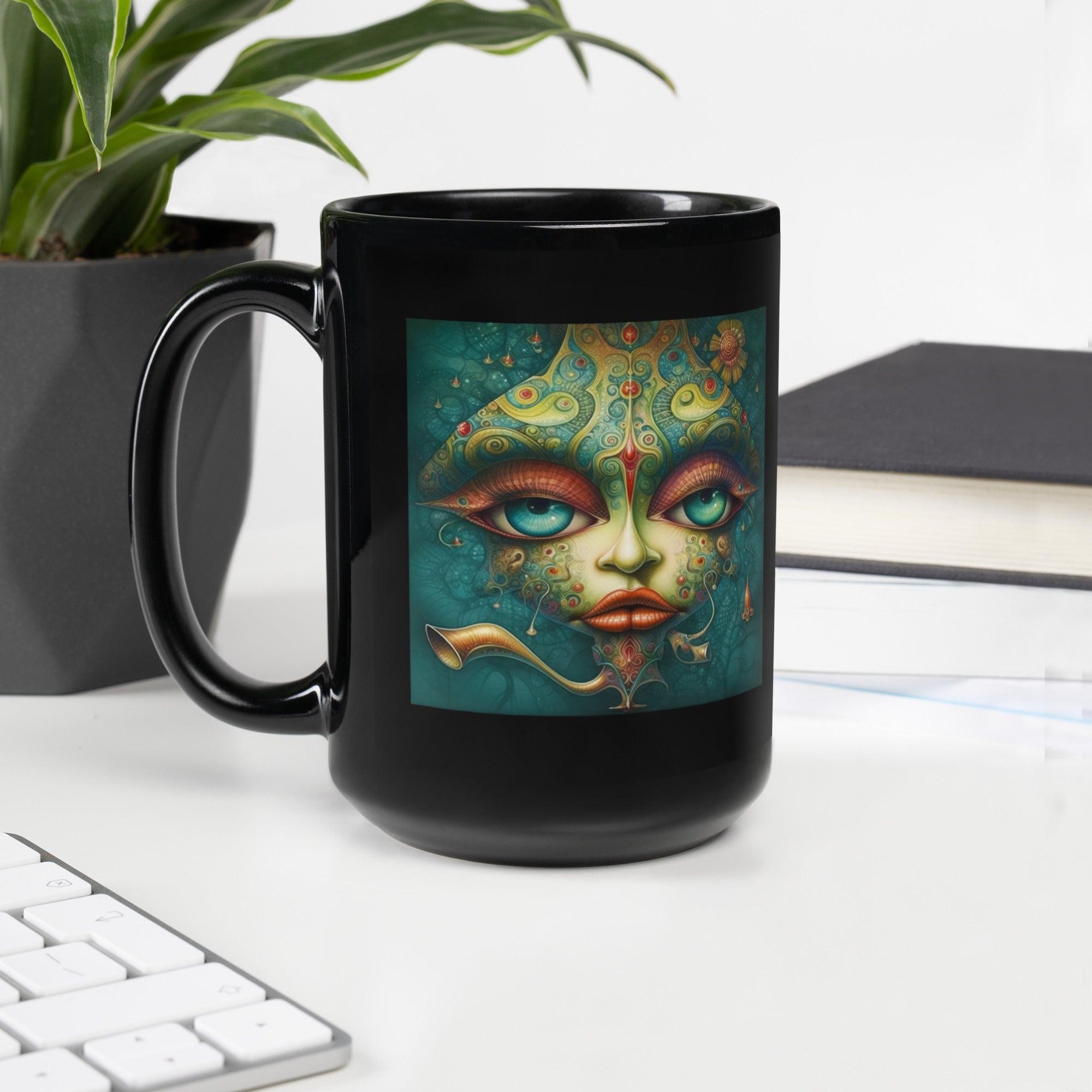 Mystical Meadows Black Glossy Mug - Beyond T-shirts