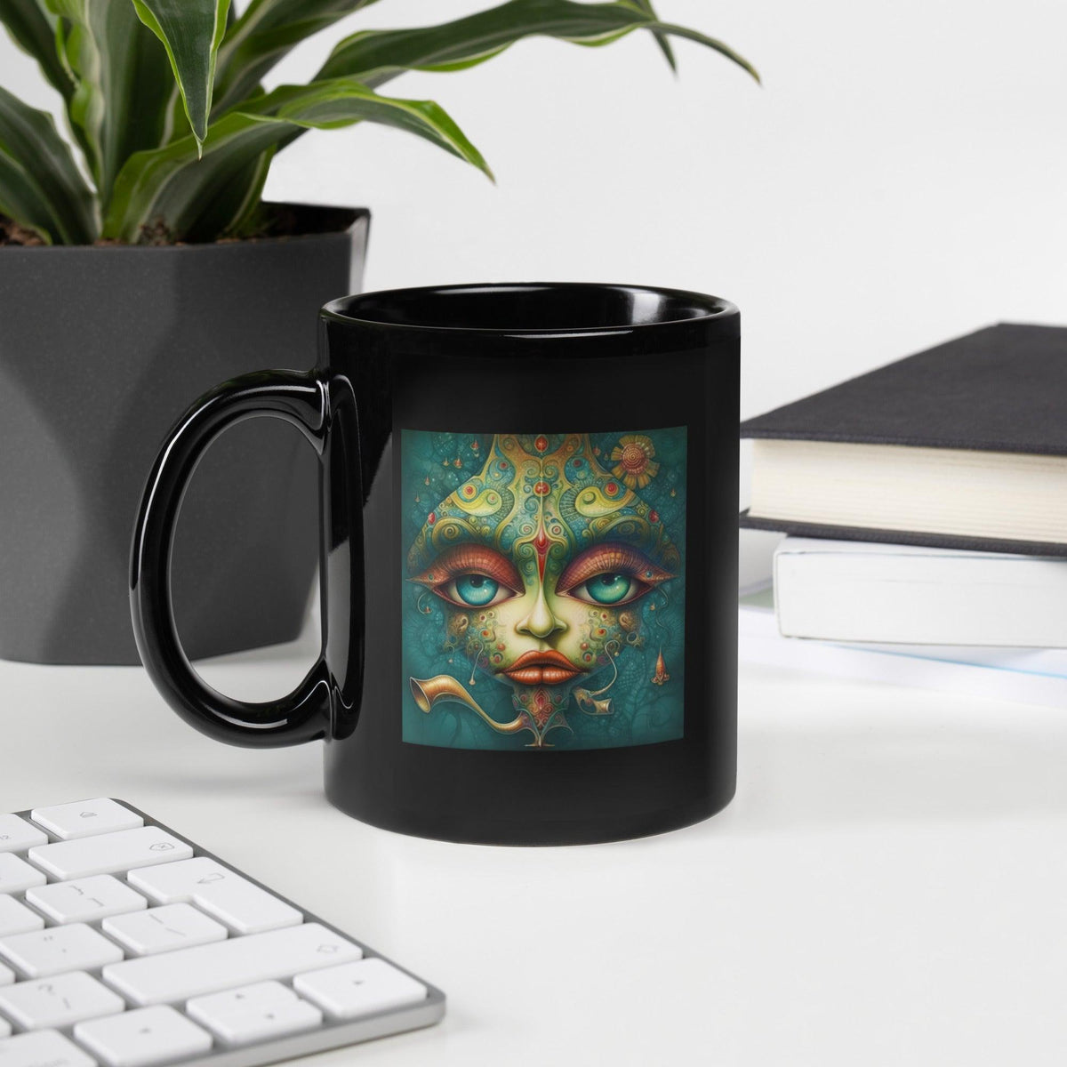 Mystical Meadows Black Glossy Mug - Beyond T-shirts