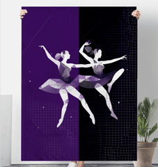 Elegant Sherpa blanket with women in dance motion design, ideal for home decor.