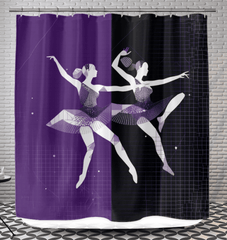 Mystical Women's Dance Motion Shower Curtain featuring elegant silhouette designs