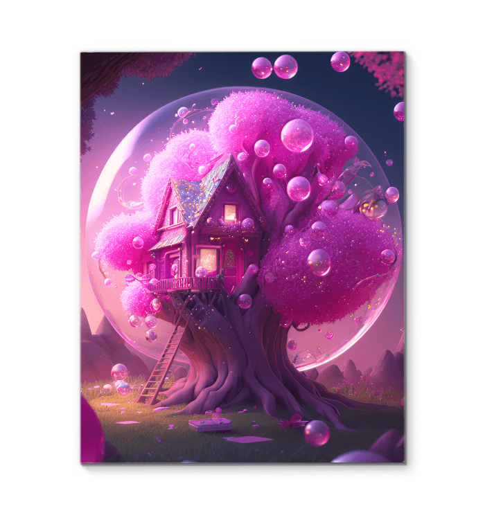 Neon Woods House Wrapped Canvas Tee - Living Room Decor