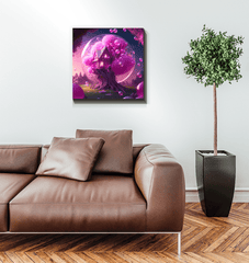 Neon Woods House Wrapped Canvas - Beyond T-shirts
