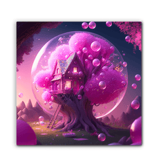 Neon Woods House Wrapped Canvas - Beyond T-shirts