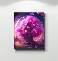 Neon House Canvas Art - Vibrant Home Decoration