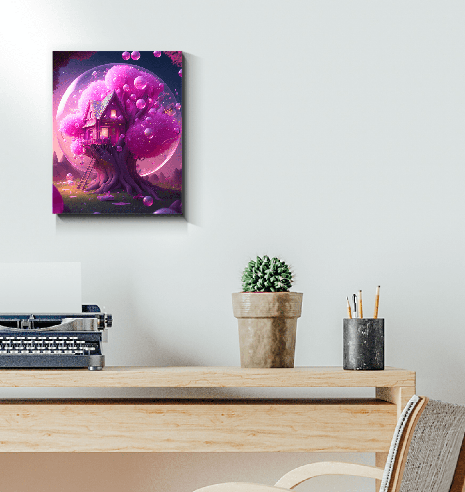 Neon Forest Wrapped Canvas Print - Contemporary Wall Art