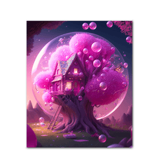 Neon Woods House Art - Gallery Wrapped Canvas