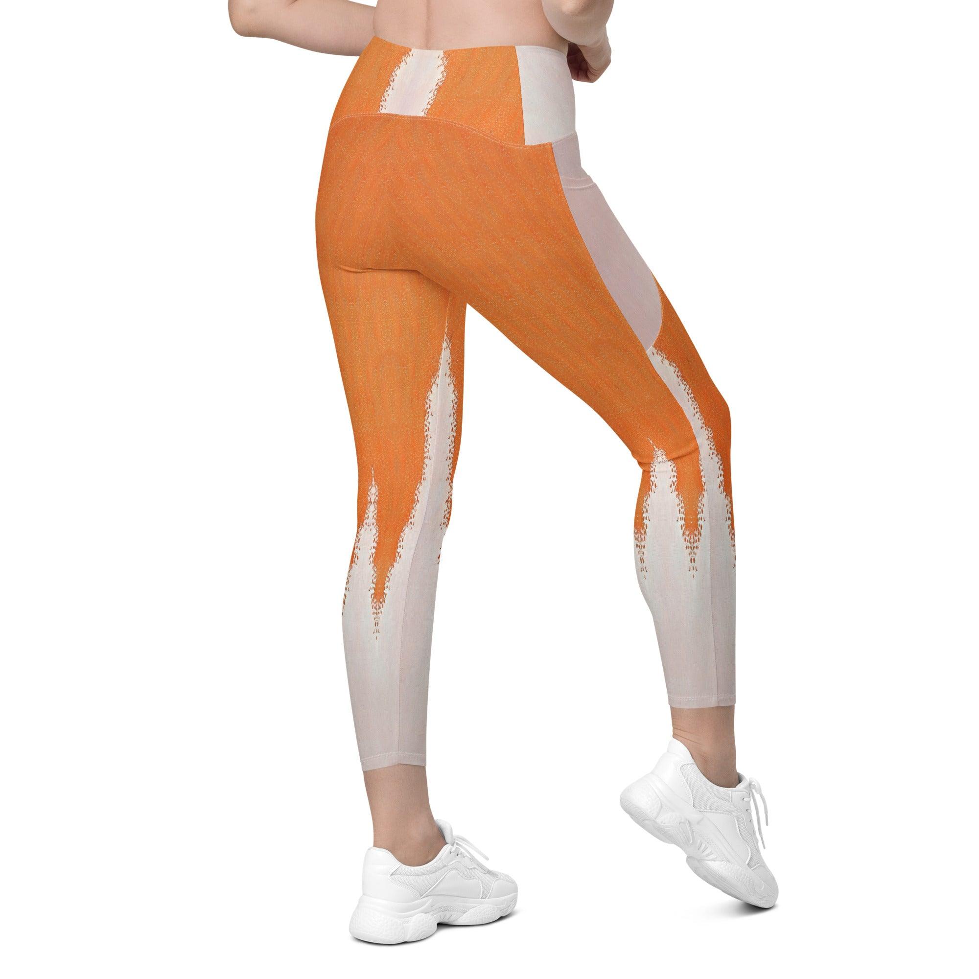 Orange Nova Leggings with pockets on a white background