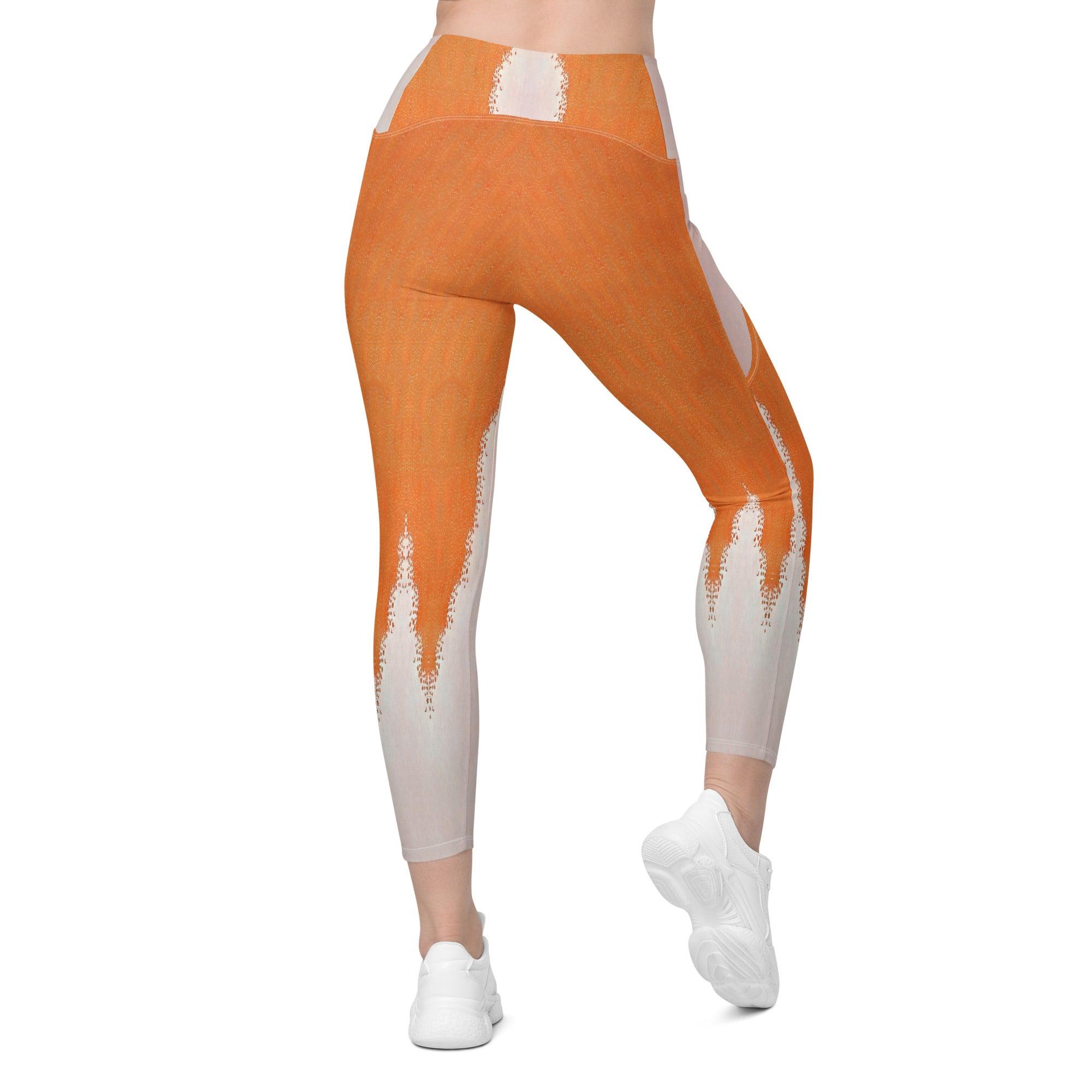 Orange Nova Women's Leggings with crossover feature for fitness