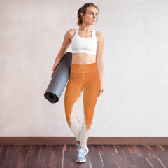 Orange Nova Yoga Leggings on white background.