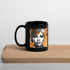 Close-up of Painted Palates black glossy coffee mug.