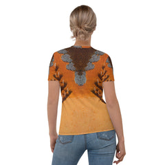 Woman wearing Painted Palates artistic t-shirt