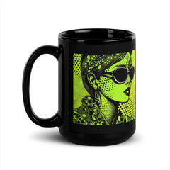 Stylish black coffee mug with unique painted pattern