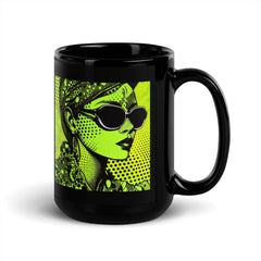 Hand-painted black glossy mug, ideal for gift giving