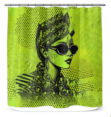 Elegant shower curtain with artistic paint design for modern bathrooms