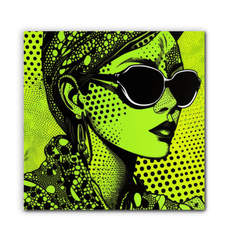 Artistic wrapped canvas with colorful abstract design.