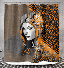 Elegant shower curtain with permanent paint pattern