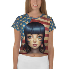 Patriotic Pizzazz All-Over Print Crop Tee - Beyond T-shirts