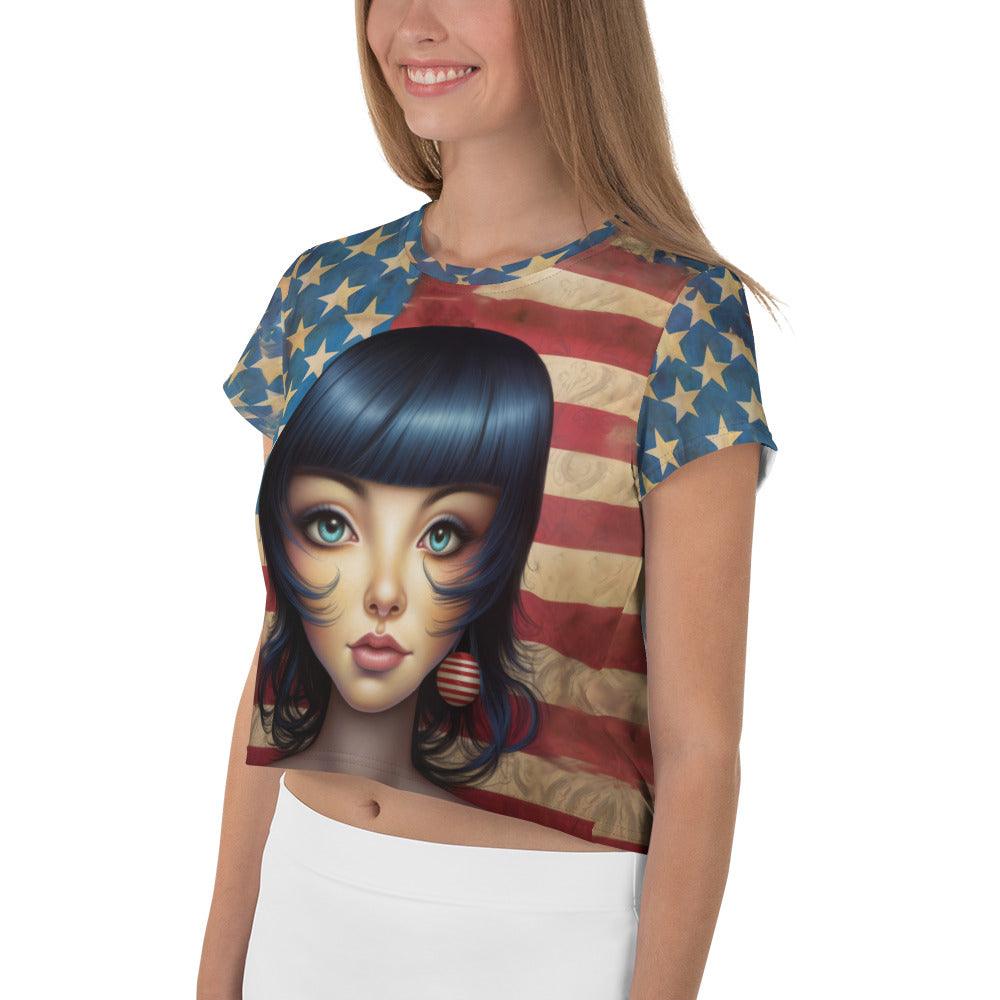 Patriotic Pizzazz All-Over Print Crop Tee - Beyond T-shirts