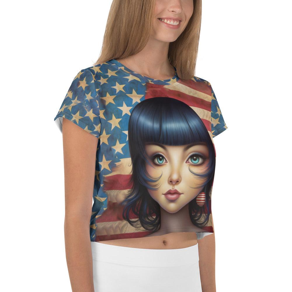 Patriotic Pizzazz All-Over Print Crop Tee - Beyond T-shirts