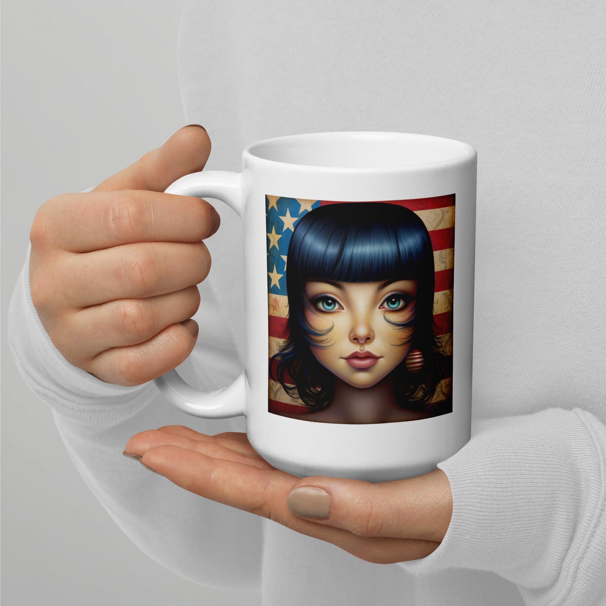 Patriotic Pizzazz White Glossy Mug - Beyond T-shirts