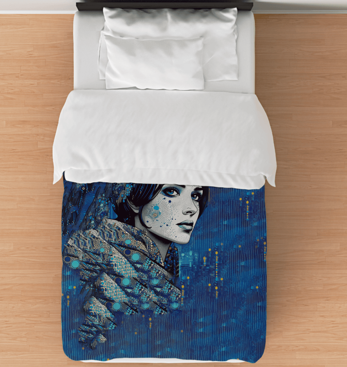 Artistic pen and ink design on Pen and Ink Perfection II duvet cover, highlighting intricate patterns.