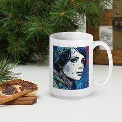 Pen and Ink Perfection II mug on a cozy breakfast nook.