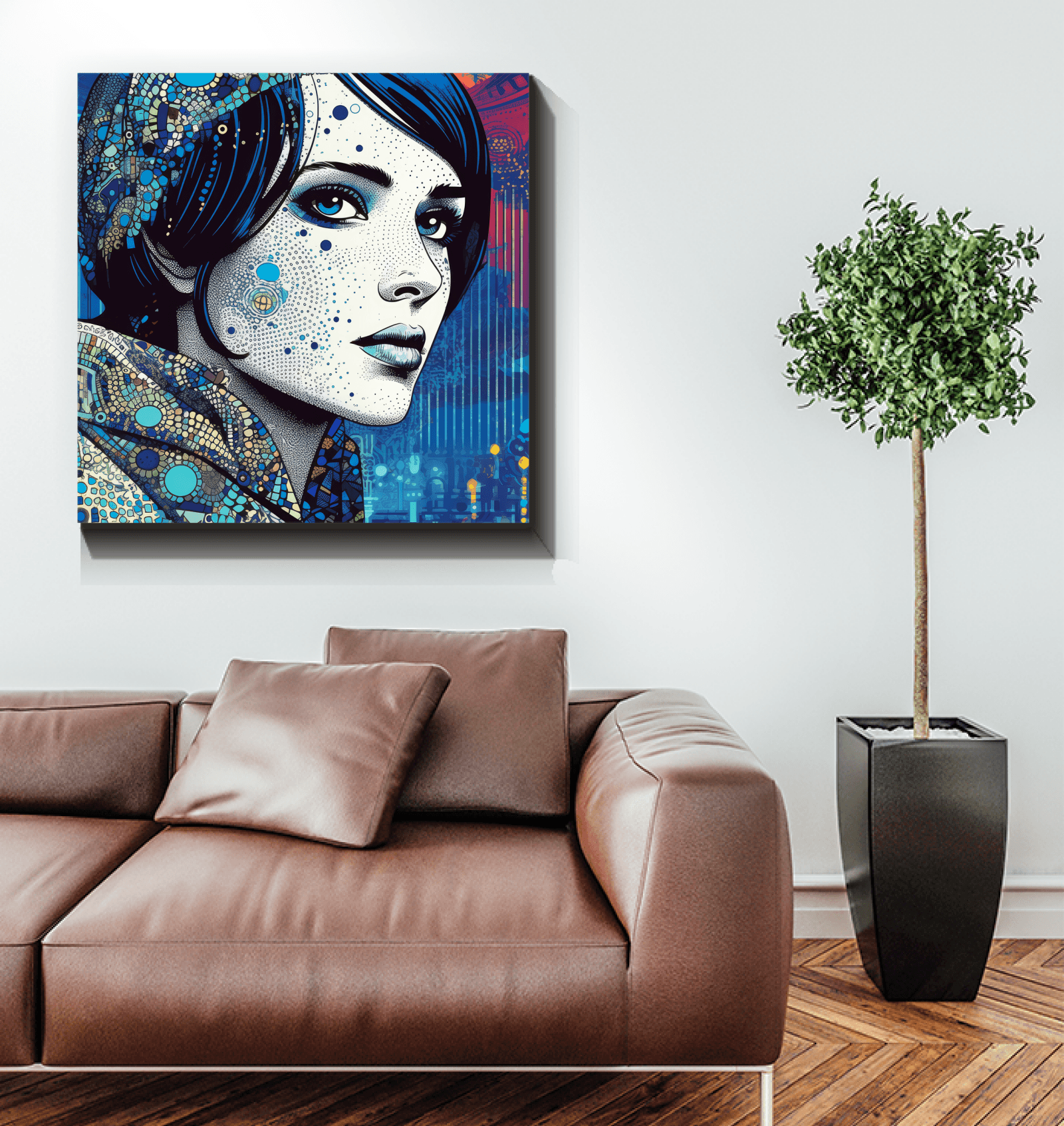 Minimalistic pen and ink design on high-quality wrapped canvas.