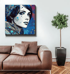 Minimalistic pen and ink design on high-quality wrapped canvas.