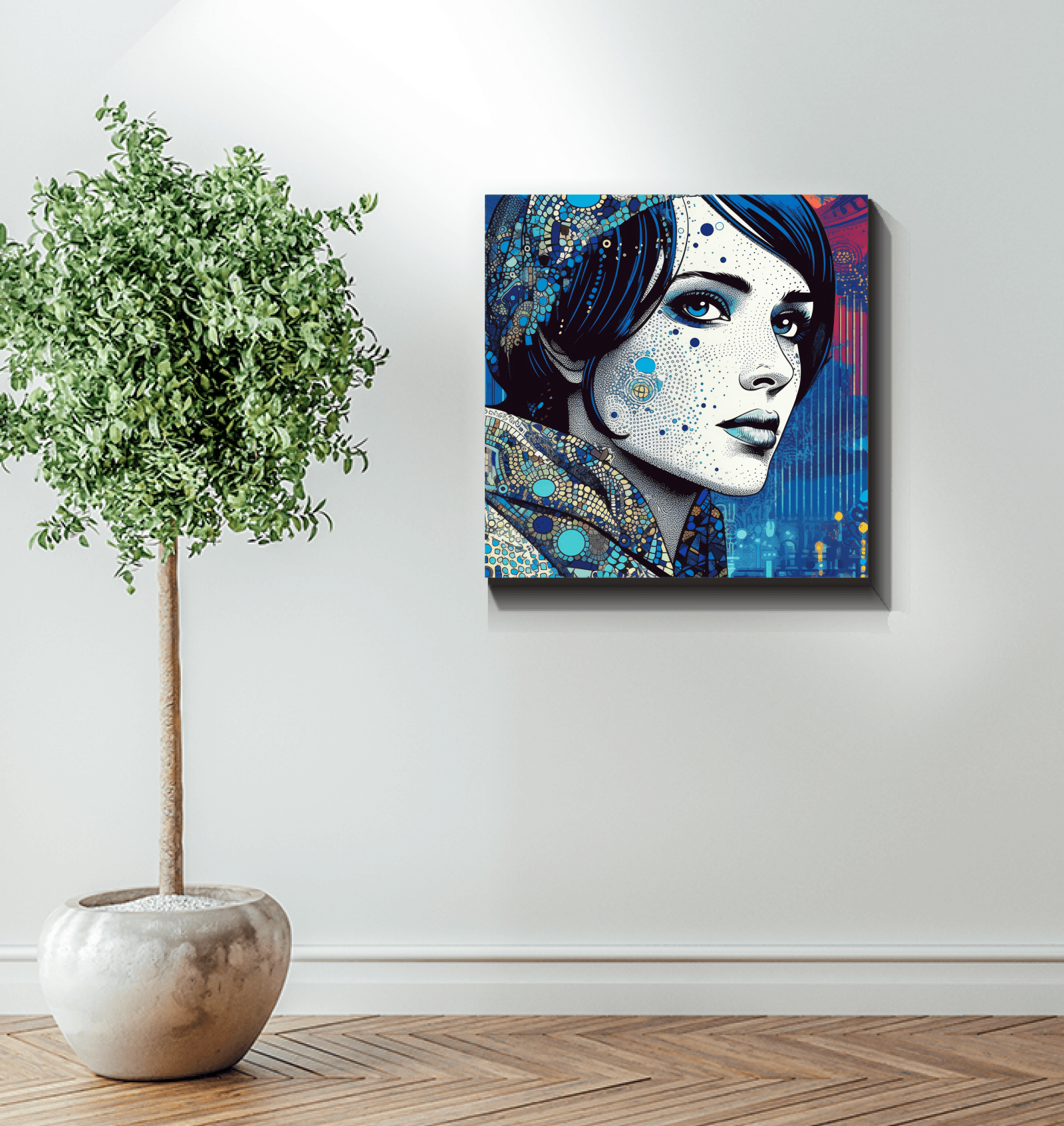 Stylish home office decorated with Pen and Ink Perfection II Wrapped Canvas.