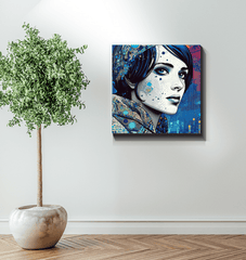 Stylish home office decorated with Pen and Ink Perfection II Wrapped Canvas.